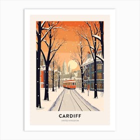 Vintage Winter Travel Poster Cardiff United Kingdom 1 Art Print