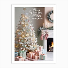 Merry Christmas Happy New Year Art Print