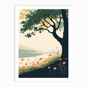 Tree By The Lake Art Print