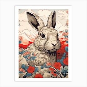 Rabbit Animal Drawing In The Style Of Ukiyo E 4 Art Print