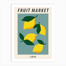 Fruit market, Lemons, Retro food art Art Print