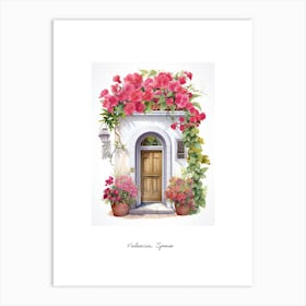 Valencia, Spain   Mediterranean Doors Watercolour Painting 2 Poster Art Print