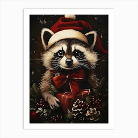 Christmas Raccoon 3 Art Print