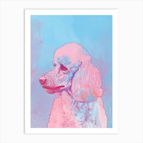 Poodle Dog Pastel Line Watercolour Illustration  2 Art Print