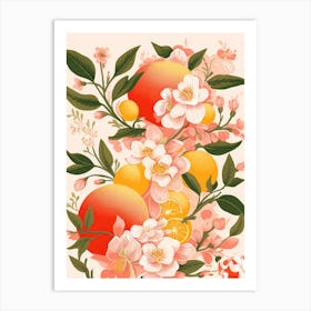 Oranges And Flowers Art Print