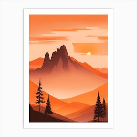 Misty Mountains Vertical Composition In Orange Tone 294 Art Print