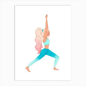 Yoga Girl Blue Leggings Art Print