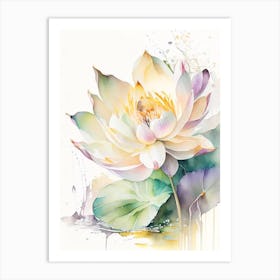 Lotus Flower Bouquet Storybook Watercolour 4 Art Print