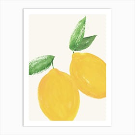 Lemon Big Citrus Summer Fruit Watercolor Painting Minimalist Kitchen Print Art Print