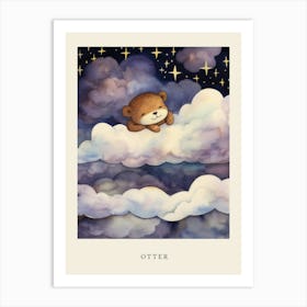 Baby Otter 2 Sleeping In The Clouds Nursery Poster Art Print