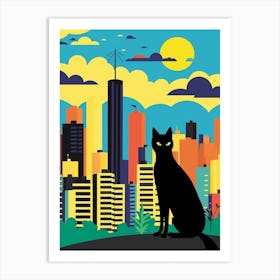 Sao Paulo, Brazil Skyline With A Cat 3 Art Print