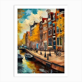 Wall painting print, Amsterdam, Netherlands, landscape art, Van Gogh style, fine art..234 Art Print