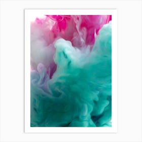 Blue And Pink Ink Art Print