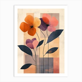 Flowers On A Square Canvas Print Art Print