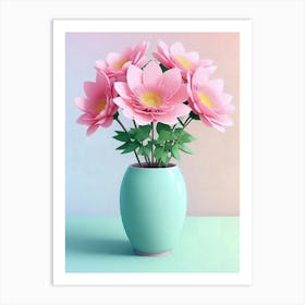 Pink Flowers In A Vase Art Print