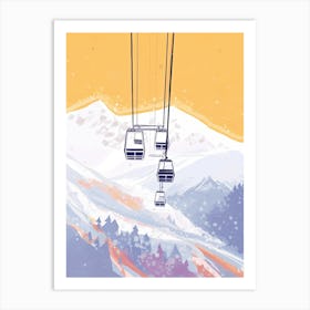 Zell Am See   Kaprun   Austria, Ski Resort Pastel Colours Illustration 1 Art Print