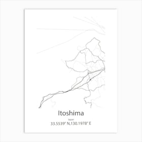 Itoshima,Japan Minimalist Map Art Print