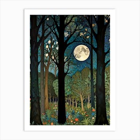 William Morris Moonlight In The Forest 130 Art Print