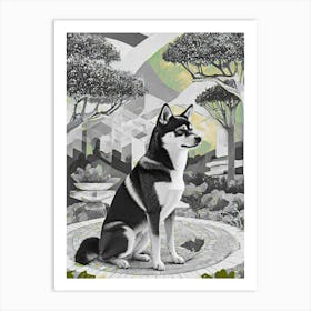 Shiba inu In The Garden Art Print