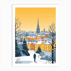 Retro Winter Illustration Oxford United Kingdom 1 Art Print