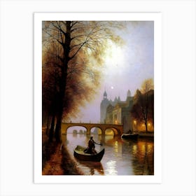 Canal At Night Art Print