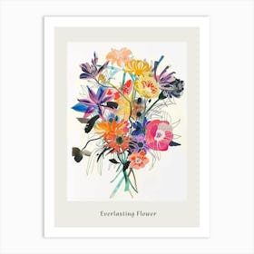 Everlasting Flower 1 Collage Flower Bouquet Poster Art Print