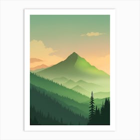 Misty Mountains Vertical Composition In Green Tone 176 Art Print