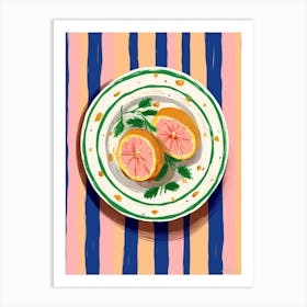 A Plate Of Oranges, Top View Food Illustration 2 Art Print