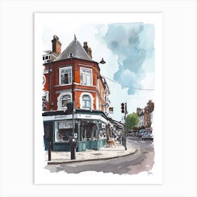 Kingston Upon Thames London Borough   Street Watercolour 2 Art Print