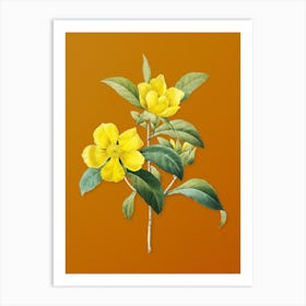 Vintage Golden Guinea Vine Botanical on Sunset Orange n.0751 Art Print