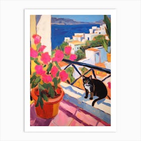 Painting Of A Cat In Positano Italy 3 Art Print