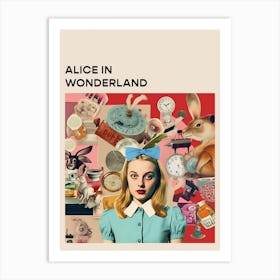 Alice In Wonderland Retro Collage Poster Art Print
