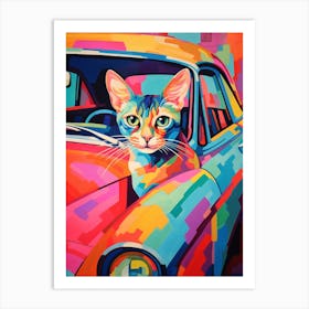 Chevrolet Bel Air Vintage Car With A Cat, Matisse Style Painting 2 Art Print