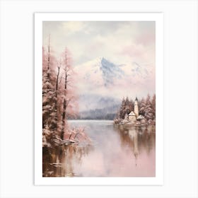 Dreamy Winter Painting Lake Bled Slovenia 2 Art Print