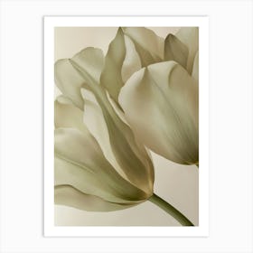 Green Beige Close Up Petals 2 Art Print