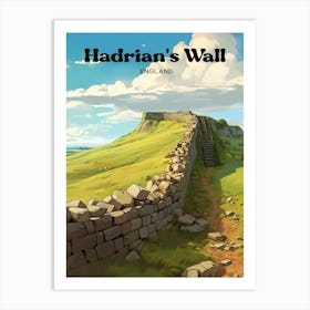 Hadrian's Wall England Historic Landmark Travel Art Illustration Art Print