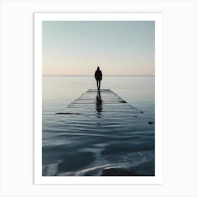 Person Standing On A Pier Art Print