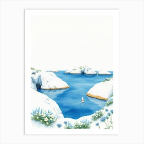 Blue Flowers By The Sea Art Print