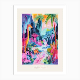 Colourful Dinosaur Friends By The River Poster Art Print