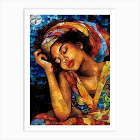 Mosaic Woman Sleeping Art Print