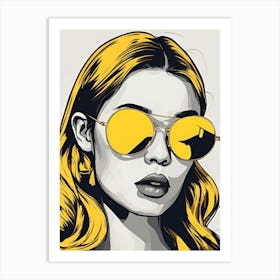 Portrait Of A Woman With Sunglasses Art Print