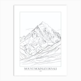 Mount Mckinley Denali Usa Line Drawing 6 Poster Art Print