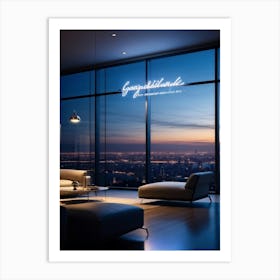 A Beautifully Calligraphed Sign Expressing Gratitude Hovering Gracefully Under Soft Led Lights Pla (7) Art Print