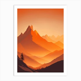 Misty Mountains Vertical Composition In Orange Tone 154 Art Print