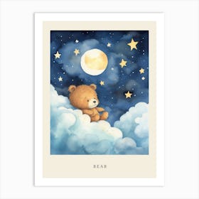 Baby Bear 1 Sleeping In The Clouds Nursery Poster Art Print