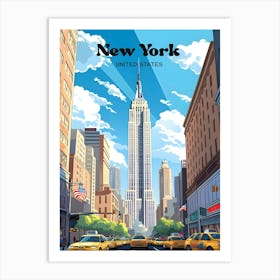 New York United States Street Travel Art Illustration Art Print