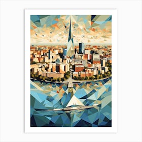 Warsaw, Poland, Geometric Illustration 2 Art Print