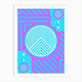 Geometric Glyph in White and Bubblegum Pink and Candy Blue n.0040 Art Print