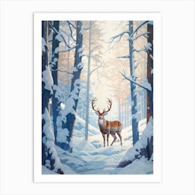 Winter Deer 4 Illustration Art Print