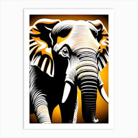 Elephant Gold and grey Art, 1343 Art Print